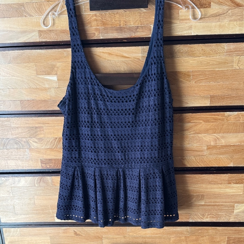 Aqua Blue Eyelet Tank Top